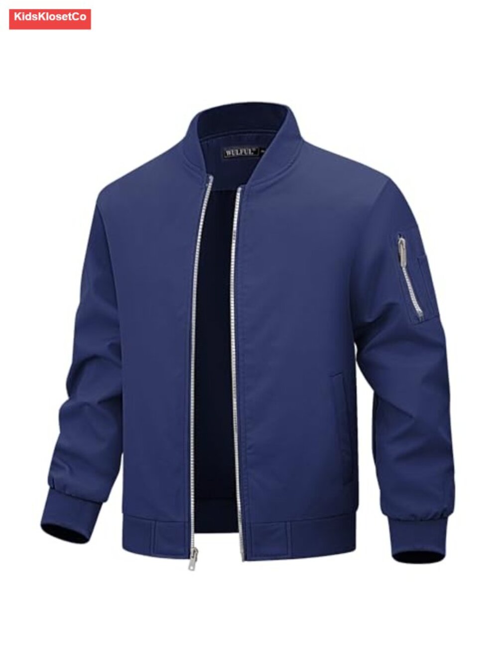 Boys Full Zip Bomber Jacket Lightweight Windproof Varsity Style